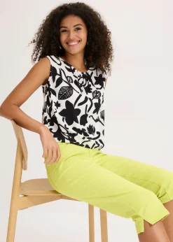 bonprix bonprix Pantalón capri con cintura cómoda Amarillo cítrico Outlet