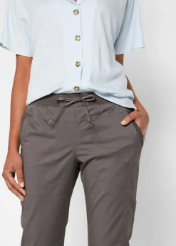 bonprix bonprix Pantalón capri con cordón Gris humo