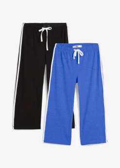 bonprix bonprix Pantalón capri de algodón con elástico (2 unidades) Azul zafiro-negro Sale