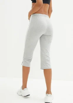 bonprix bonprix Pantalón capri de algodón con elástico (2 unidades) negro-gris claro jaspeado-blanco con rayas Hot
