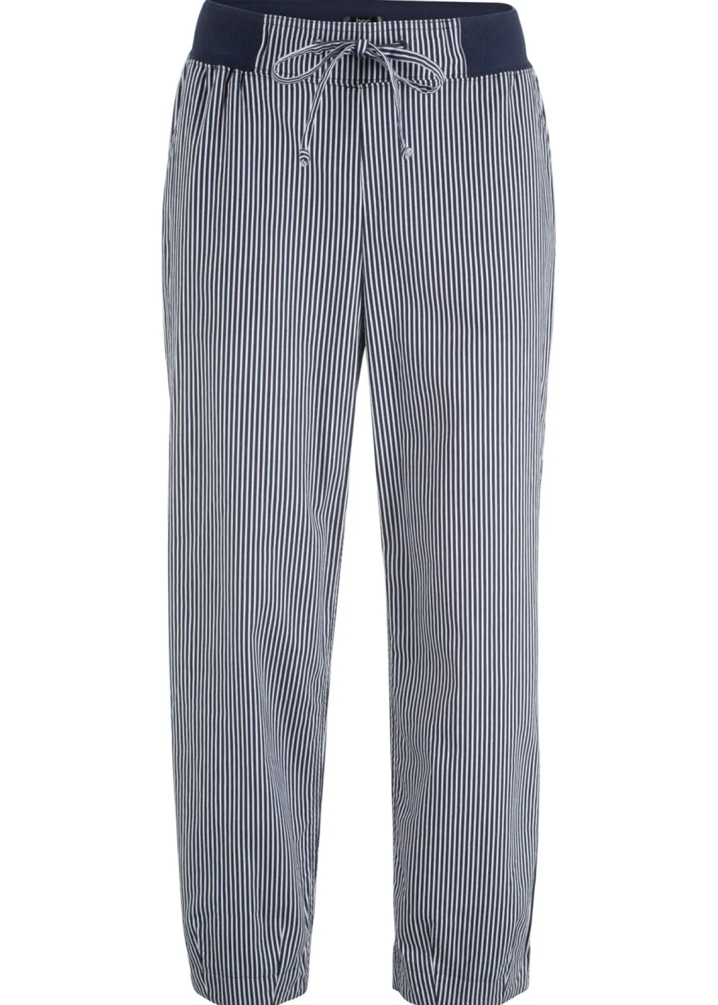 bonprix bonprix Pantalón capri de lino Azul oscuro-blanco de rayas Hot
