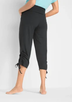 bonprix bonprix Pantalón capri de mezcla de viscosa con fruncido Negro Discount