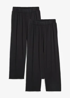 bonprix bonprix Pantalón capri de talle alto (2 unidades) Negro-negro