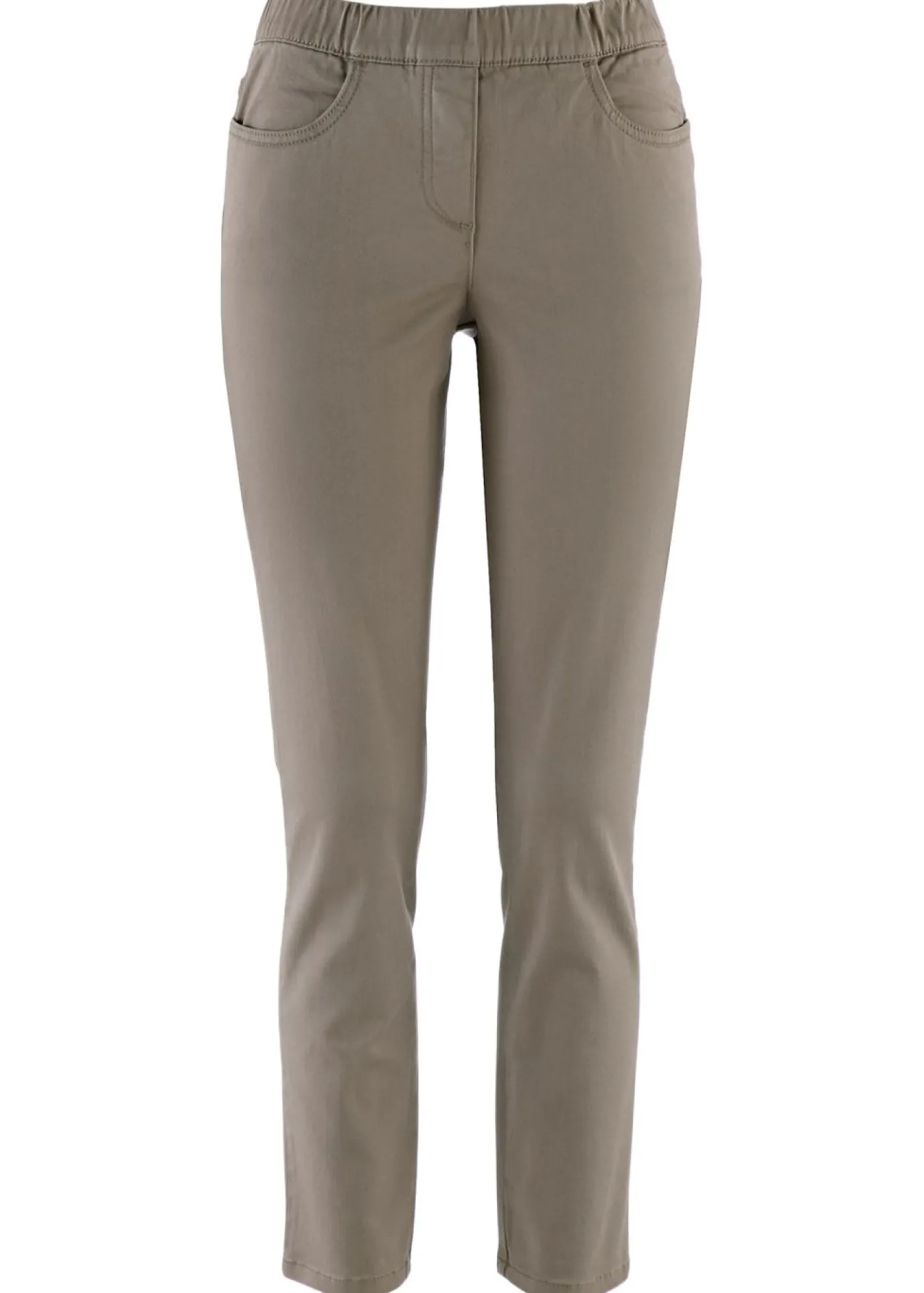 bonprix bonprix Pantalón capri sin cierre con elástico Marrón grisáceo