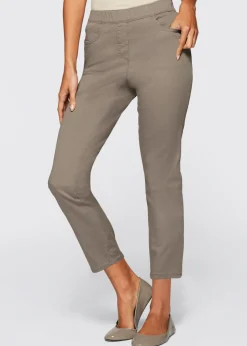 bonprix bonprix Pantalón capri sin cierre con elástico Marrón grisáceo