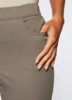 bonprix bonprix Pantalón capri sin cierre con elástico Marrón grisáceo