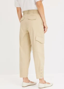 bonprix bonprix Pantalón cargo de algodón elástico Malva Clearance