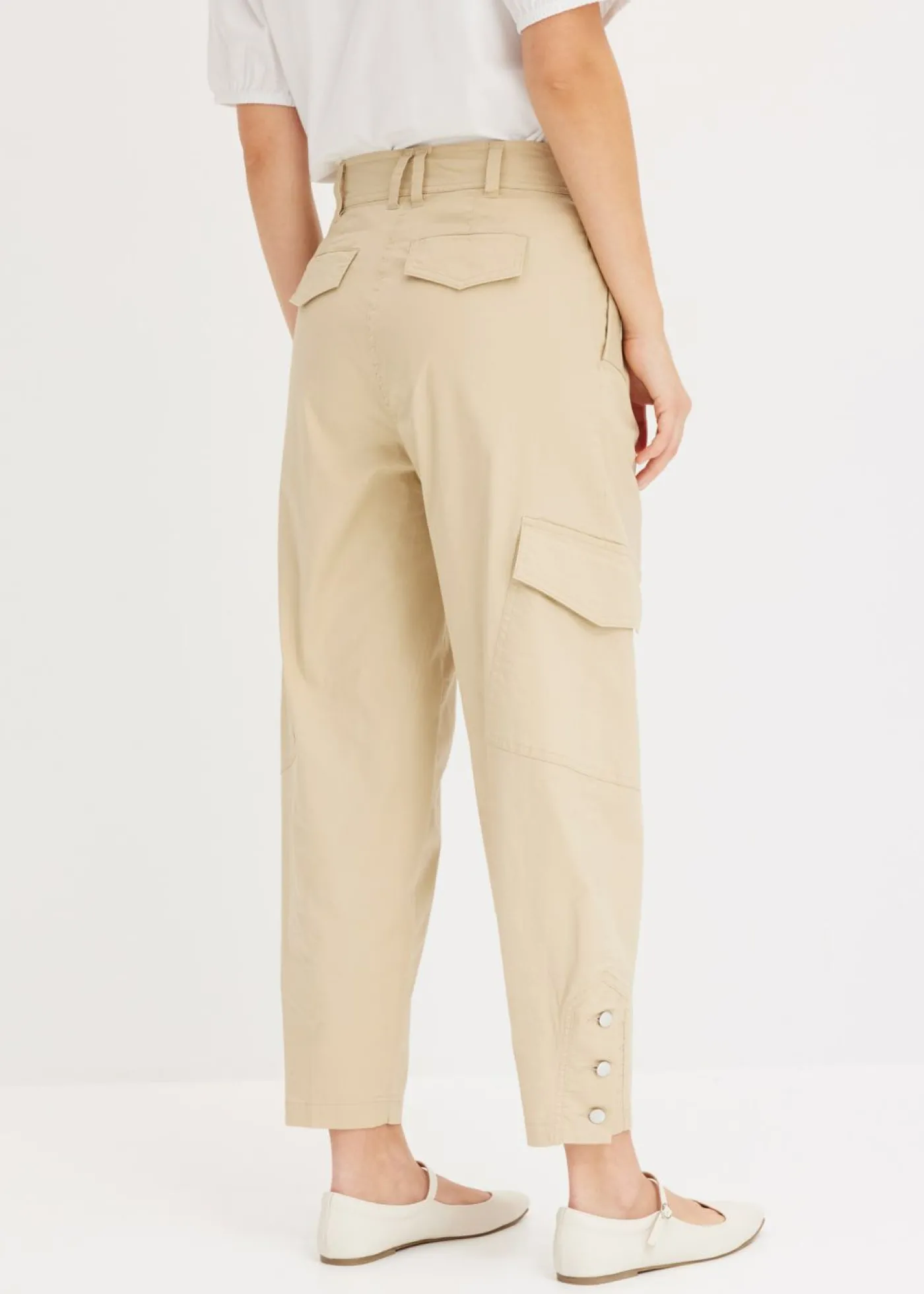 bonprix bonprix Pantalón cargo de algodón elástico Malva Clearance