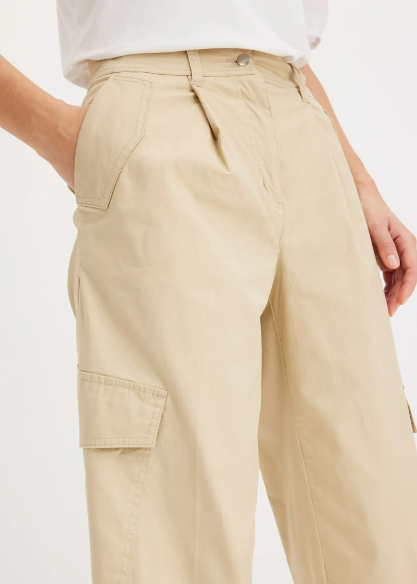 bonprix bonprix Pantalón cargo de algodón elástico Malva Clearance