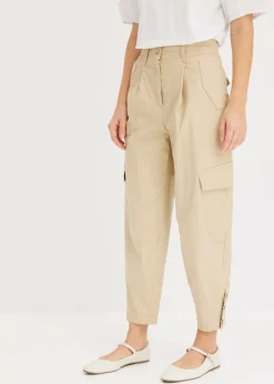 bonprix bonprix Pantalón cargo de algodón elástico Beige verdoso Outlet