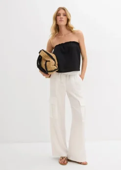 bonprix bonprix Pantalón cargo de mezcla de lyocell fluido Blanco lana New