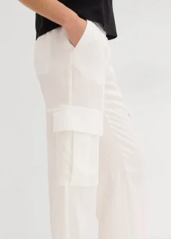 bonprix bonprix Pantalón cargo de mezcla de lyocell fluido Blanco lana New