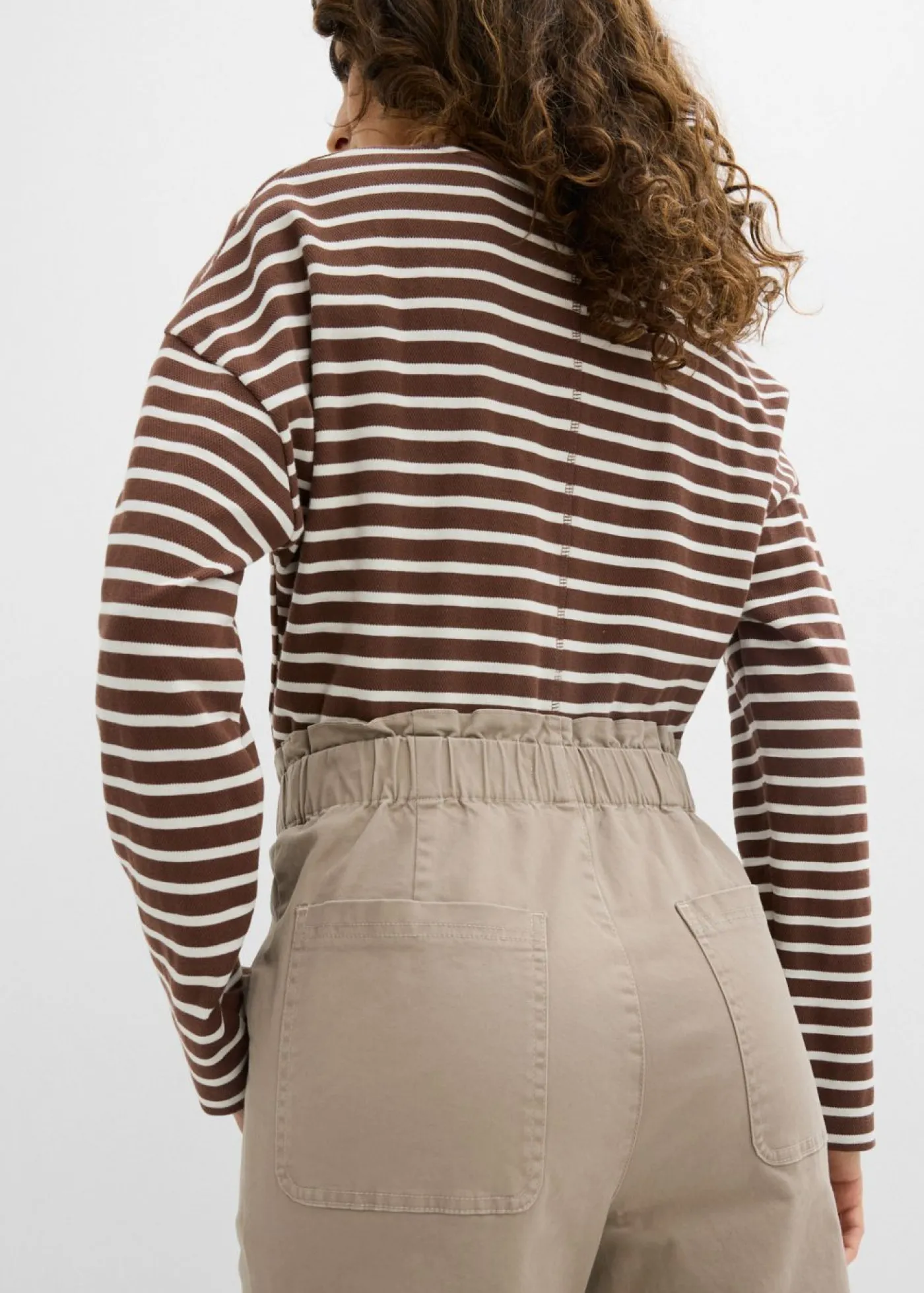 bonprix bonprix Pantalón cargo de sarga Marrón grisáceo Outlet