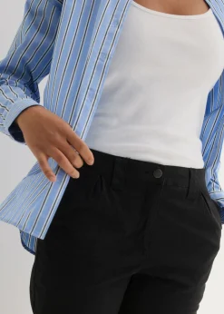 bonprix bonprix Pantalón chino de algodón hasta el tobillo Negro Outlet