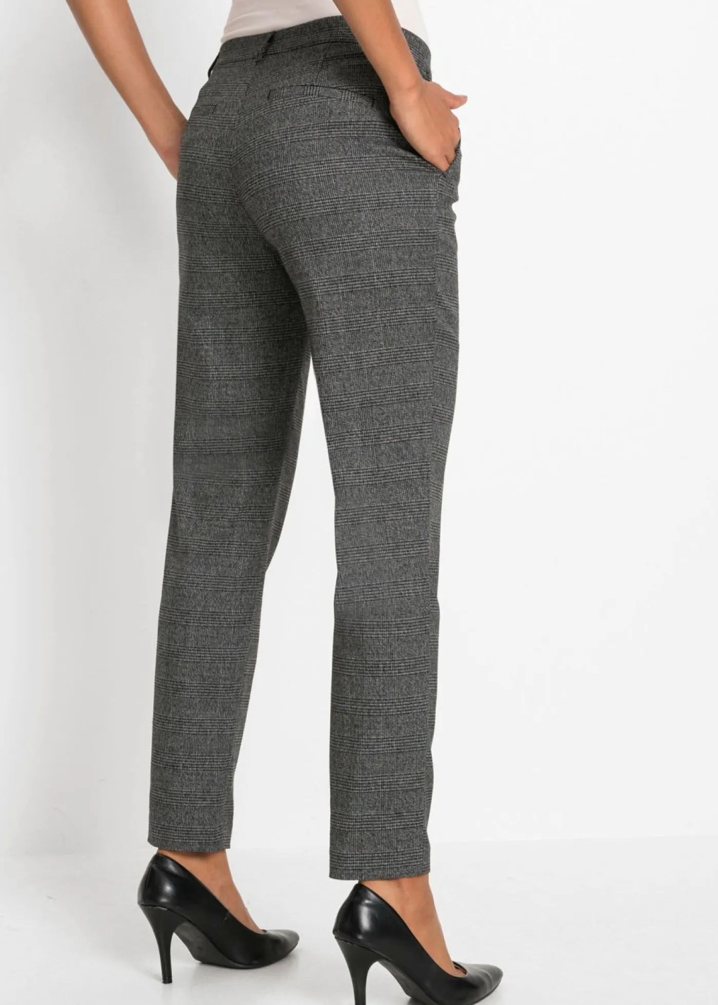 bonprix bonprix Pantalón chino de cuadros Negro-blanco de cuadros Sale