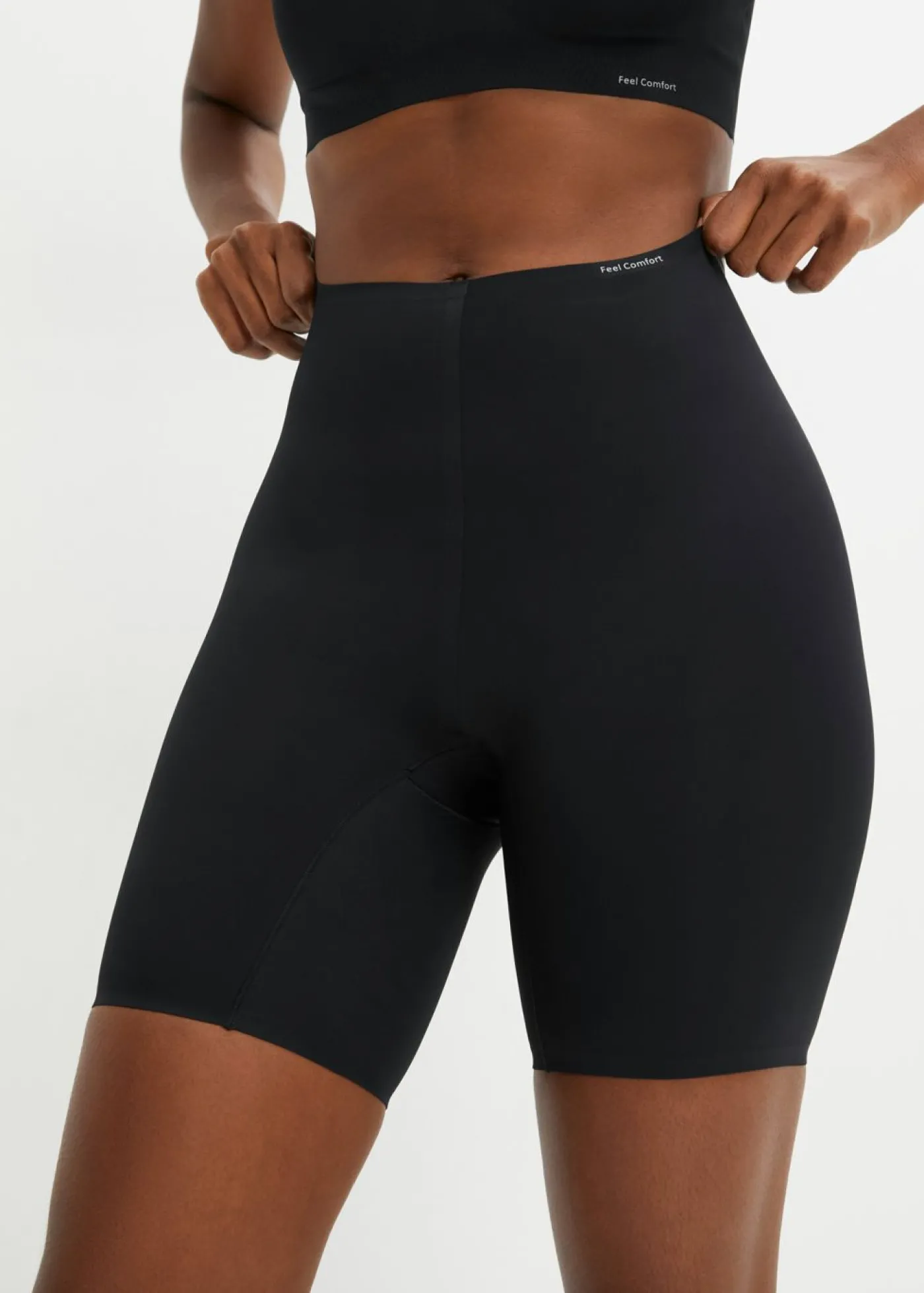bonprix bonprix Pantalón ciclista Feel Comfort con corte láser Negro New