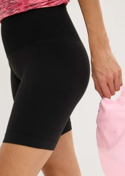 bonprix bonprix Pantalón ciclista sin costuras con fruncido Negro