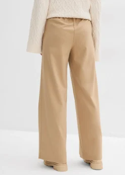 bonprix bonprix Pantalón con aspecto de lana y cinturilla cómoda Caqui claro Sale