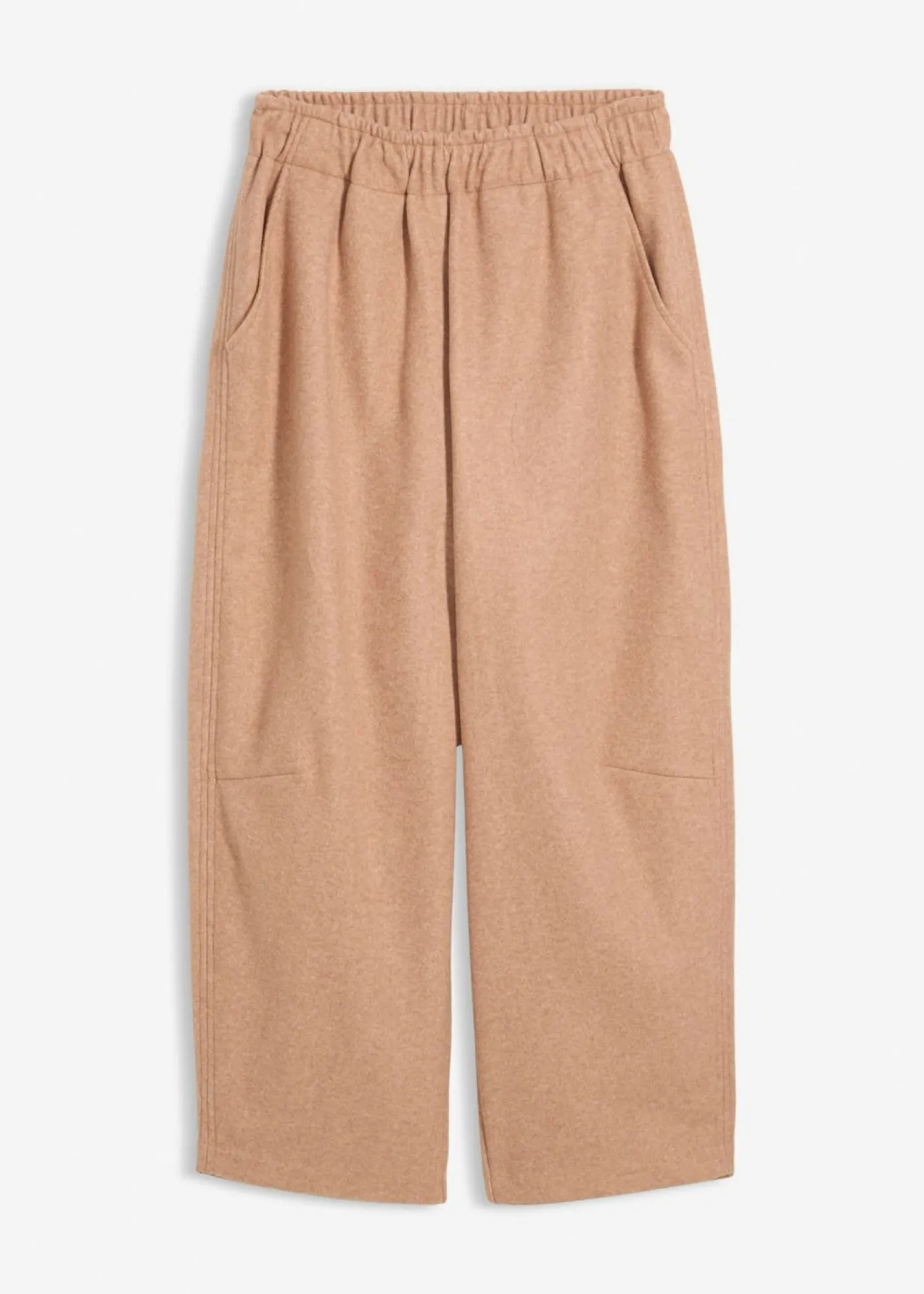 bonprix bonprix Pantalón con aspecto de lana y corte barrel marrón moteado Sale