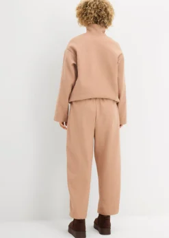 bonprix bonprix Pantalón con aspecto de lana y corte barrel marrón moteado Sale
