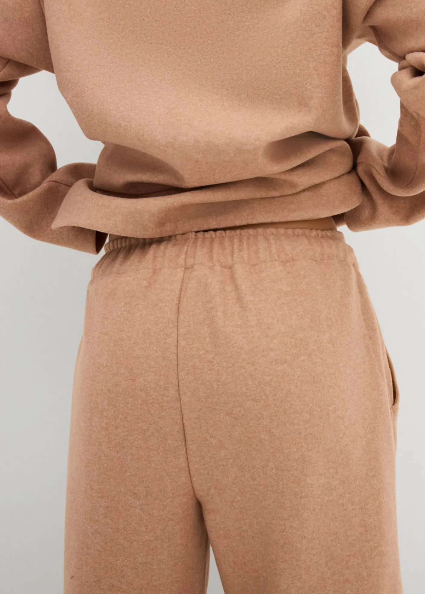 bonprix bonprix Pantalón con aspecto de lana y corte barrel marrón moteado Sale