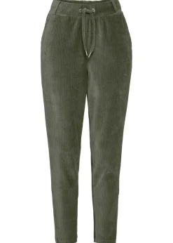 bonprix bonprix Pantalón con cinturilla elástica y aspecto de pana Verde oliva Outlet