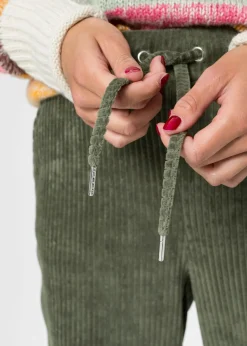 bonprix bonprix Pantalón con cinturilla elástica y aspecto de pana Verde oliva Outlet