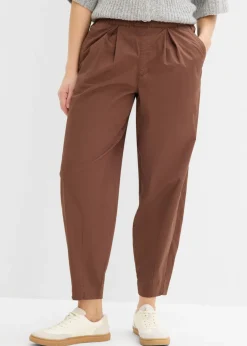 bonprix bonprix Pantalón con corte barrel y cintura cómoda marrón Online