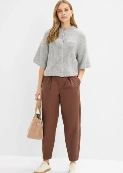 bonprix bonprix Pantalón con corte barrel y cintura cómoda marrón Online