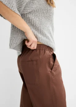 bonprix bonprix Pantalón con corte barrel y cintura cómoda marrón Online