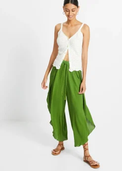 bonprix bonprix Pantalón con efecto arrugado estructurado verde cactus Clearance