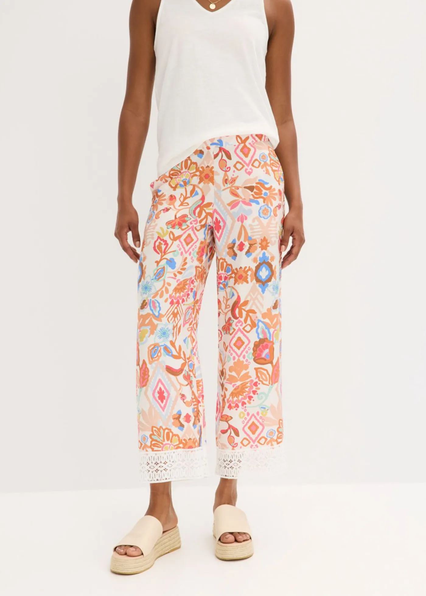 bonprix bonprix Pantalón con encaje Blanco lana Best