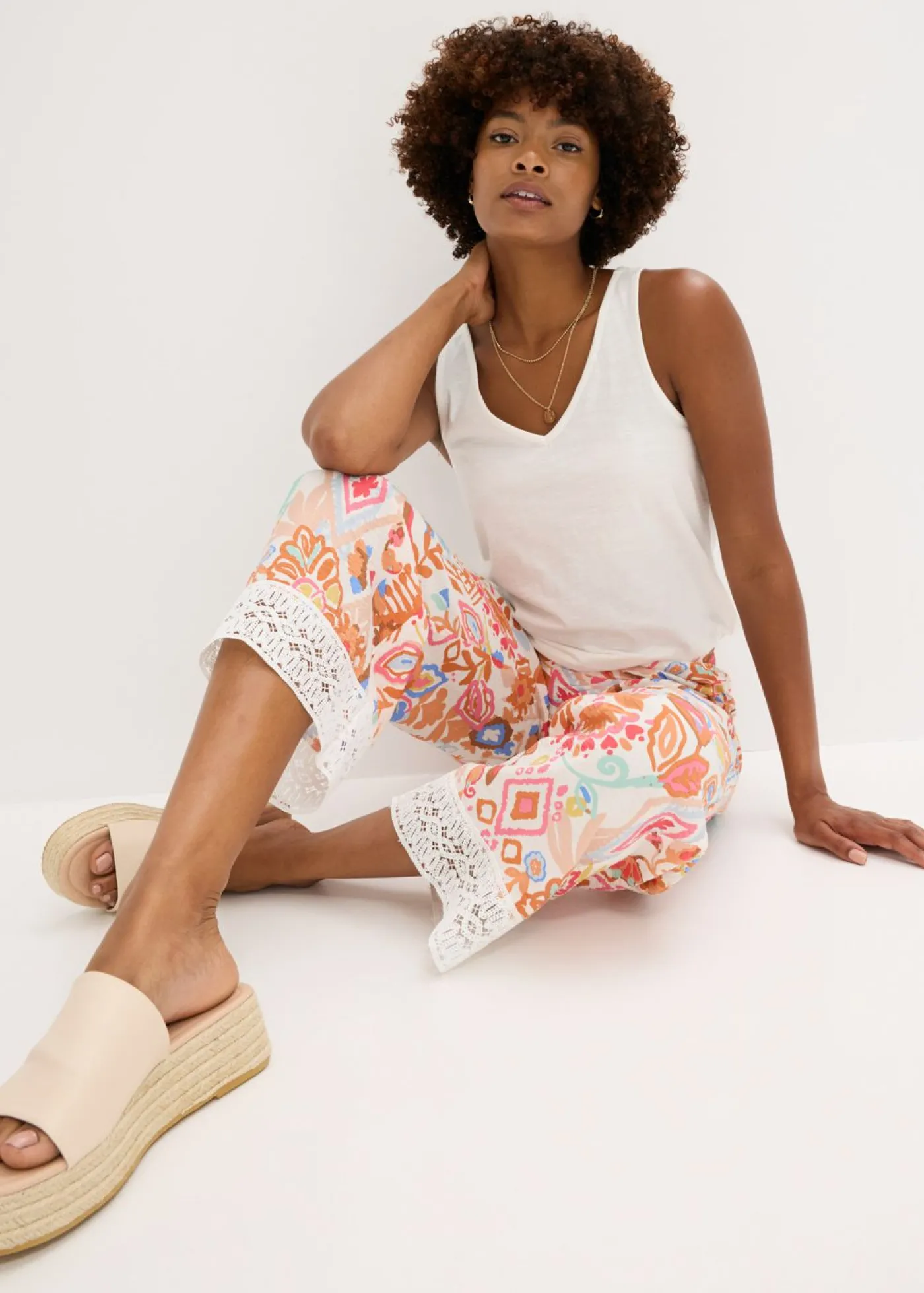 bonprix bonprix Pantalón con encaje Blanco lana Best