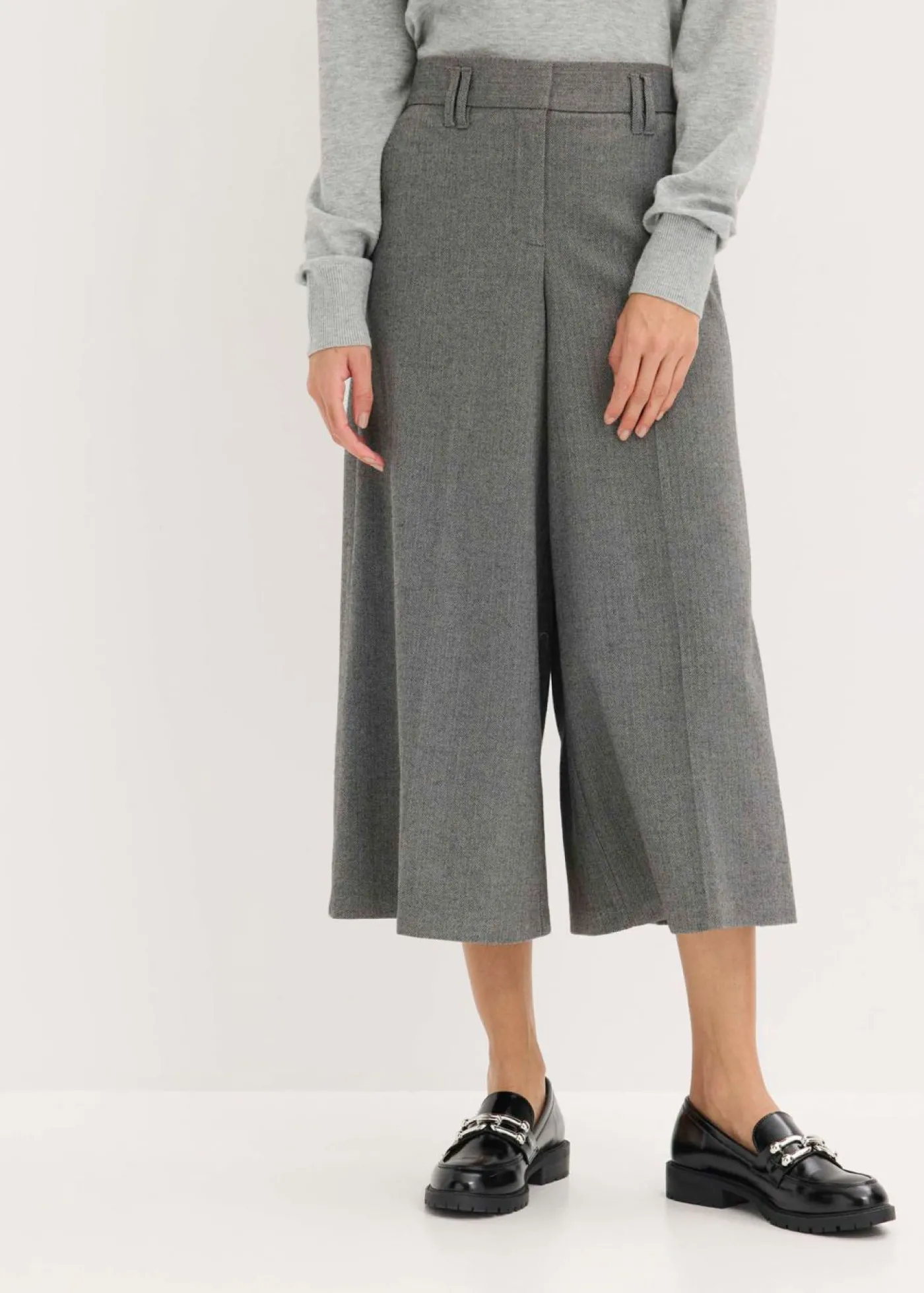 bonprix bonprix Pantalón con espiga en aspecto de lana Gris jaspeado New