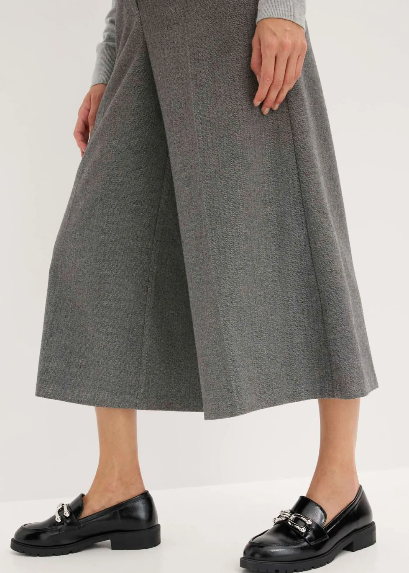 bonprix bonprix Pantalón con espiga en aspecto de lana Gris jaspeado New