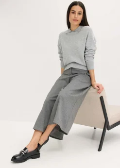 bonprix bonprix Pantalón con espiga en aspecto de lana Gris jaspeado New
