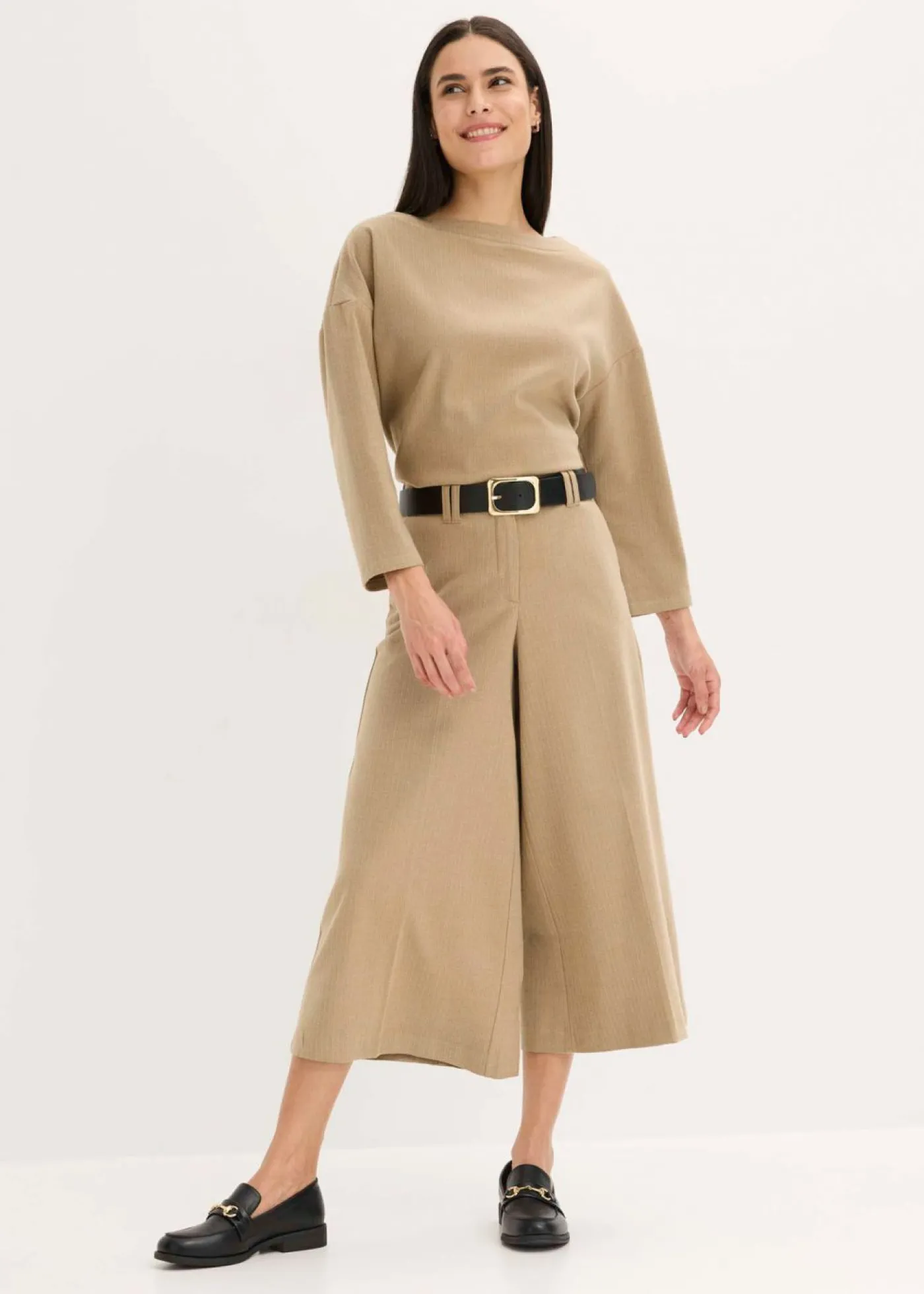 bonprix bonprix Pantalón con espiga en aspecto de lana marrón nuez jaspeado New