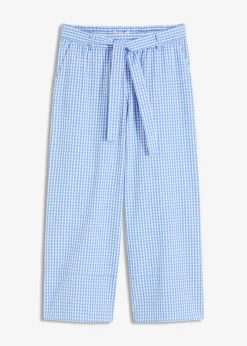 bonprix bonprix Pantalón con estampado de cuadros vichy blanco lana/azul provenzal a cuadros Outlet