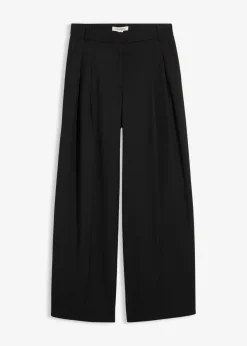 bonprix bonprix Pantalón con pinzas, cinturilla cómoda y abertura Negro