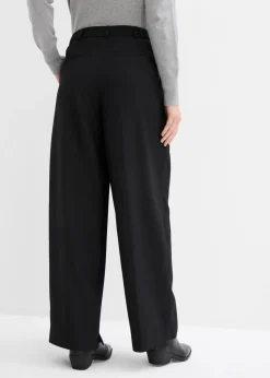 bonprix bonprix Pantalón con pinzas, cinturilla cómoda y abertura Negro