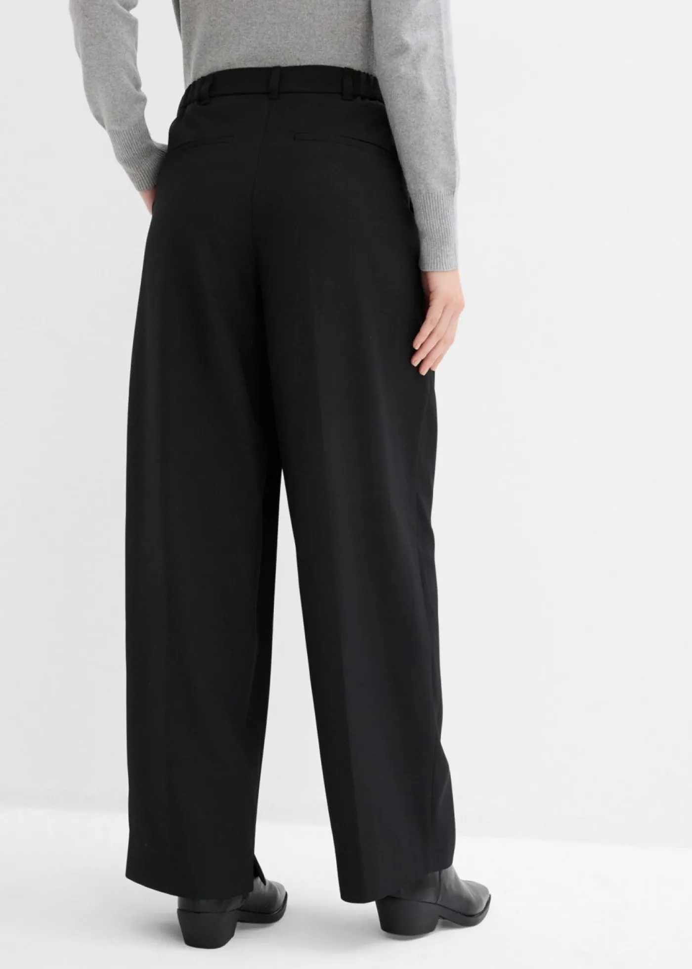 bonprix bonprix Pantalón con pinzas, cinturilla cómoda y abertura Negro