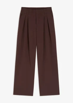 bonprix bonprix Pantalón con pinzas y cinturilla cómoda Marrón oscuro Sale