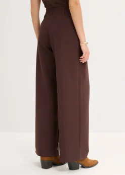 bonprix bonprix Pantalón con pinzas y cinturilla cómoda Marrón oscuro Sale