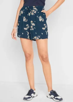 bonprix bonprix Pantalón corto Azul oscuro de flores + verde oliva oscuro monocolor Clearance