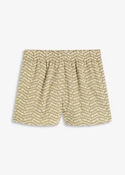 bonprix bonprix Pantalón corto con bordado calado Verde oliva-beige de flores Outlet