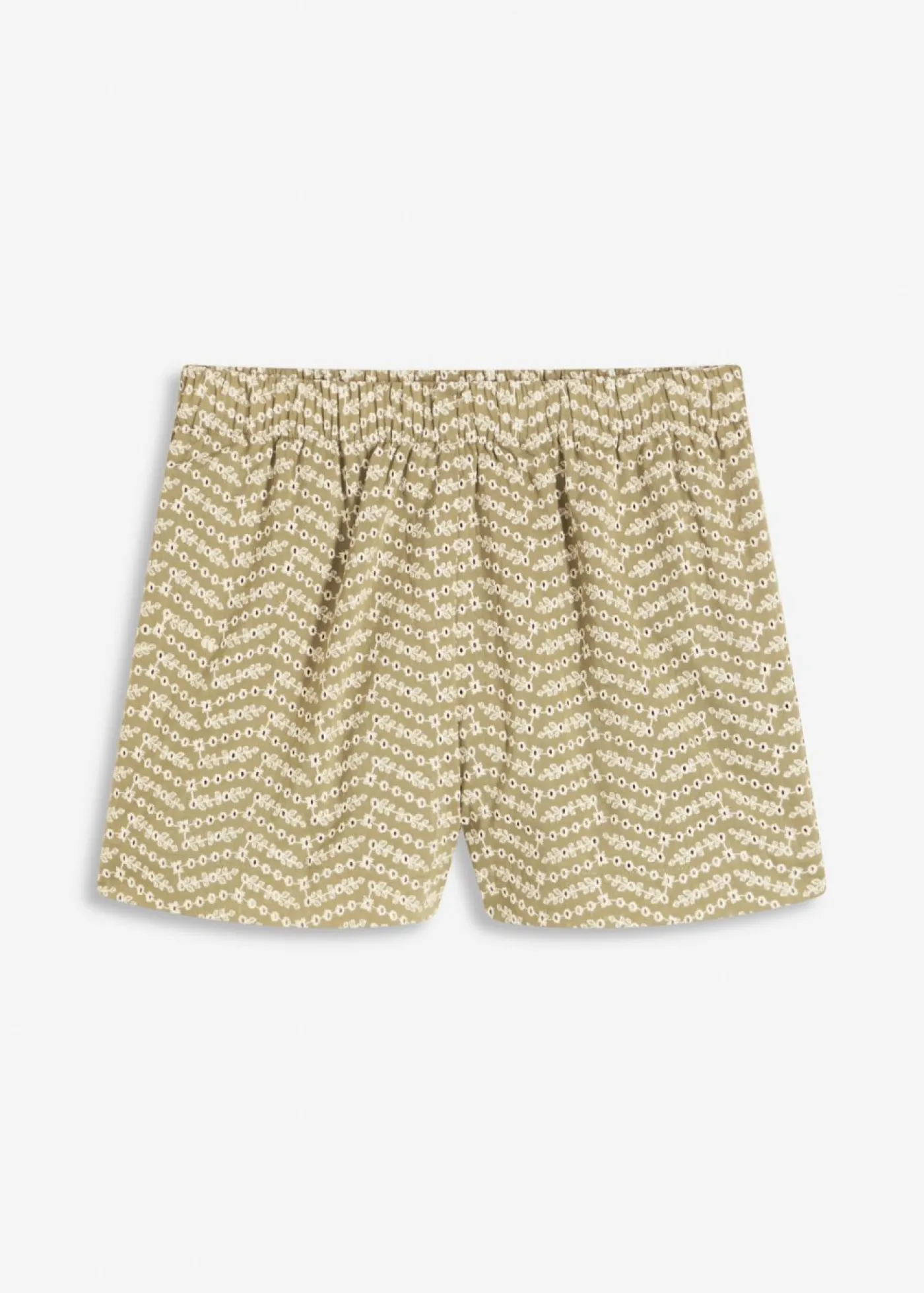 bonprix bonprix Pantalón corto con bordado calado Verde oliva-beige de flores Outlet