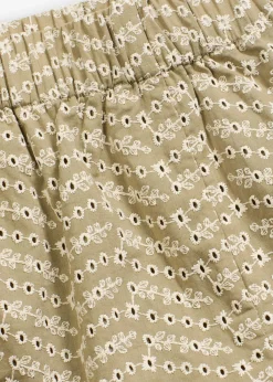 bonprix bonprix Pantalón corto con bordado calado Verde oliva-beige de flores Outlet