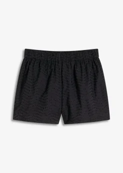bonprix bonprix Pantalón corto con bordado calado Negro de flores Clearance