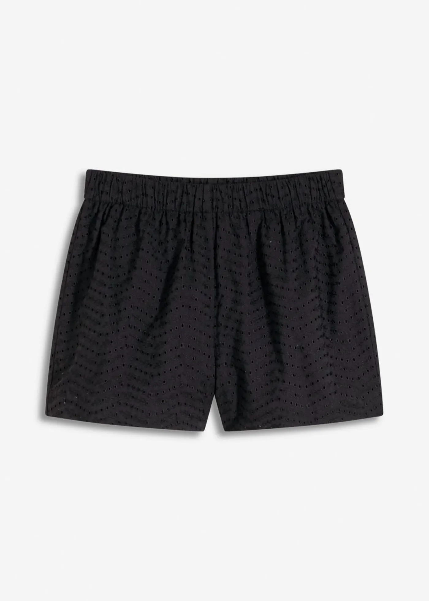 bonprix bonprix Pantalón corto con bordado calado Negro de flores Clearance