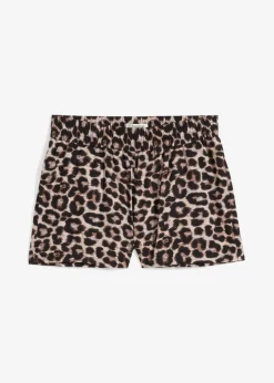 bonprix bonprix Pantalón corto con cinturilla elástica estampado leo beige New